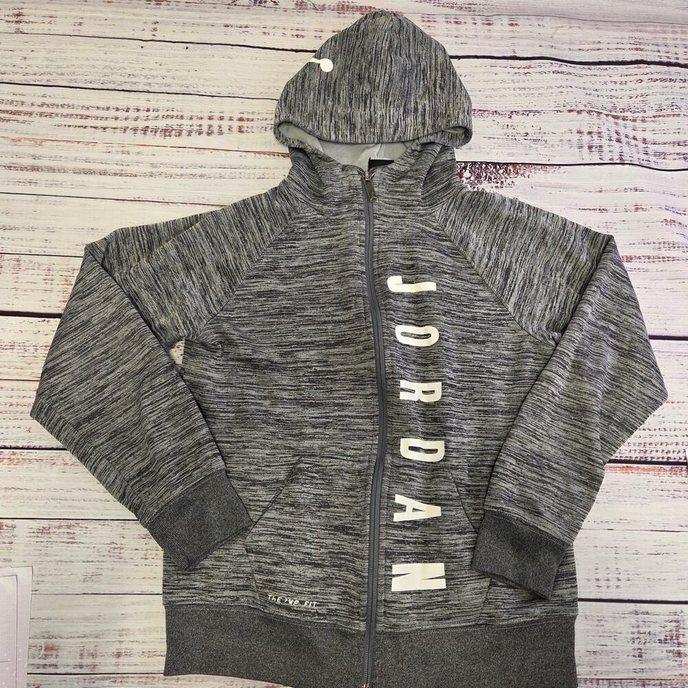 Nike Jordan Therma-Fit Full Zip Hoodie Boys Large Gray Black